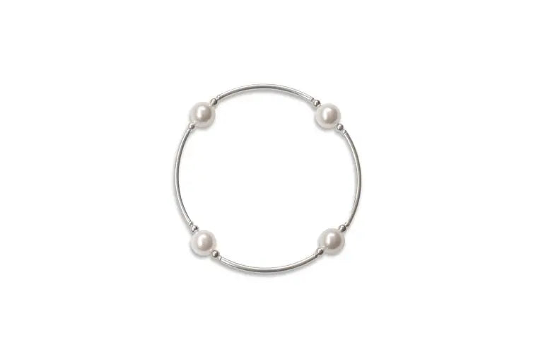 Smaller Bead White Pearl Blessing Bracelet - 8mm