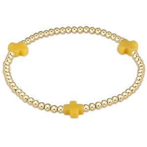 Signature cross gold pattern 3mm bead bracelet