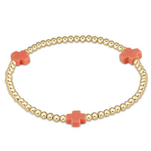 Signature cross gold pattern 3mm bead bracelet