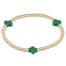 Signature cross gold pattern 3mm bead bracelet