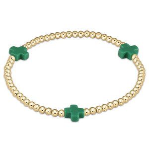 Signature cross gold pattern 3mm bead bracelet