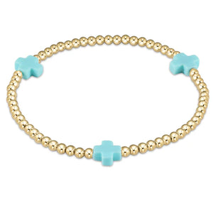 Signature cross gold pattern 3mm bead bracelet