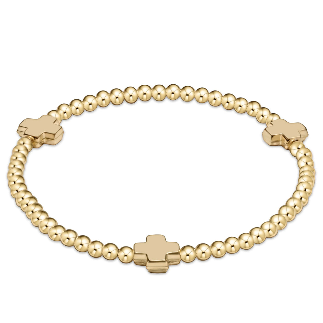 Enewton signature cross gold pattern 3mm bead bracelet - gold