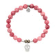 Pink Jade Gemstone Bracelet with Skull CZ Sterling Silver Charm