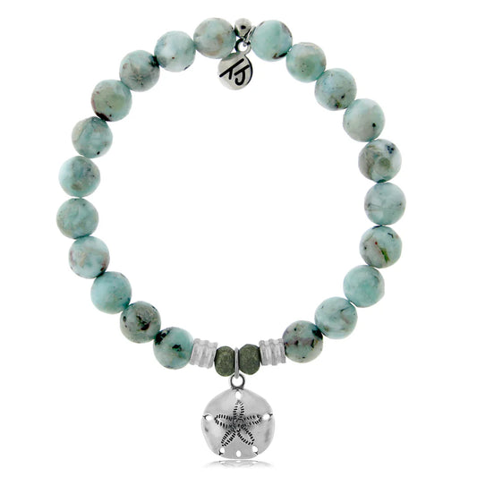 Larimar Gemstone Bracelet with Sand Dollar Sterling Silver Charm