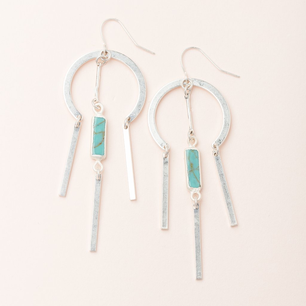 Dream Catcher Stone Earring - Turquoise/Silver