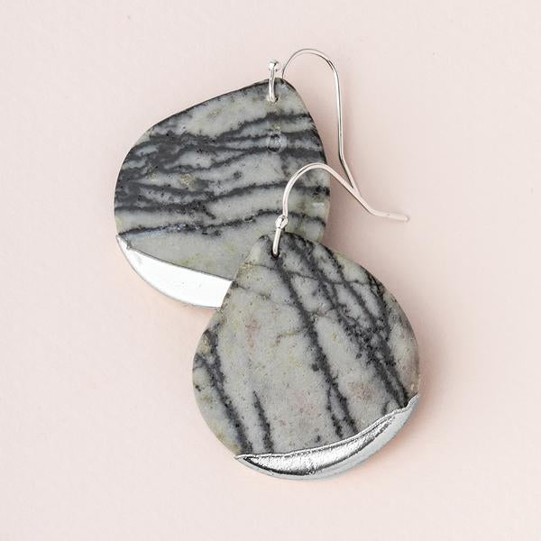 Stone Dipped Teardrop Earring - Picasso Jasper/Silver